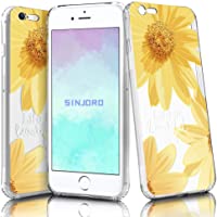 Sinjoro Funda iPhone 6S- iPhone 6- Floral Flor Flower Transparente Diseño Cubierta Goma Bumper Cover- Cristal Clear para…